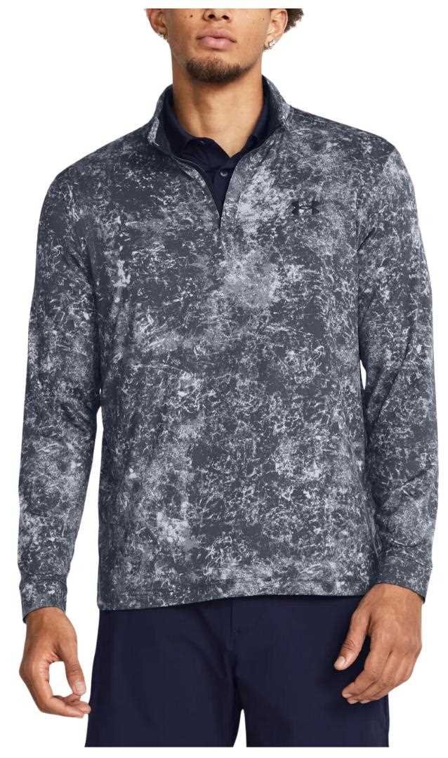 Under Armour Playoff Printed 1/4 Zip heren sweatshirt, downpour gray/midnight navy