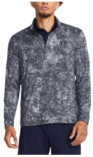Under Armour Playoff Printed 1/4 Zip heren sweatshirt, downpour gray/midnight navy
