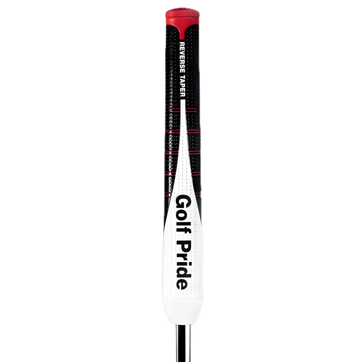Golf Pride Reverse Taper Flat Medium putter grip, rode cap