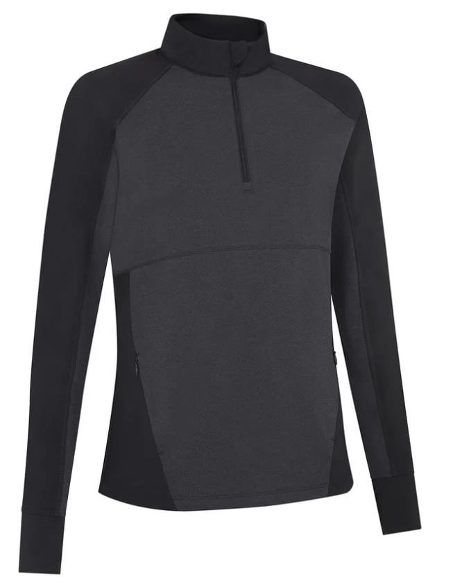 Callaway Lightweight Knit Heathered 1/4 Zip dames shirt met lange mouwen, ebony heather