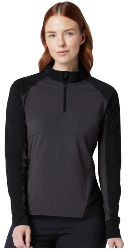 Callaway Lightweight Knit Heathered 1/4 Zip dames shirt met lange mouwen, ebony heather