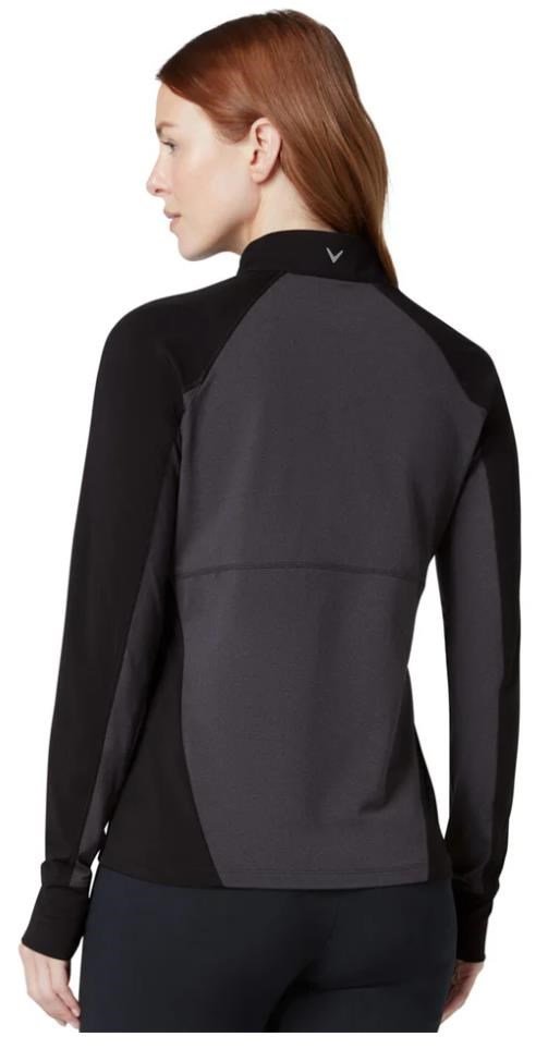 Callaway Lightweight Knit Heathered 1/4 Zip dames shirt met lange mouwen, ebony heather