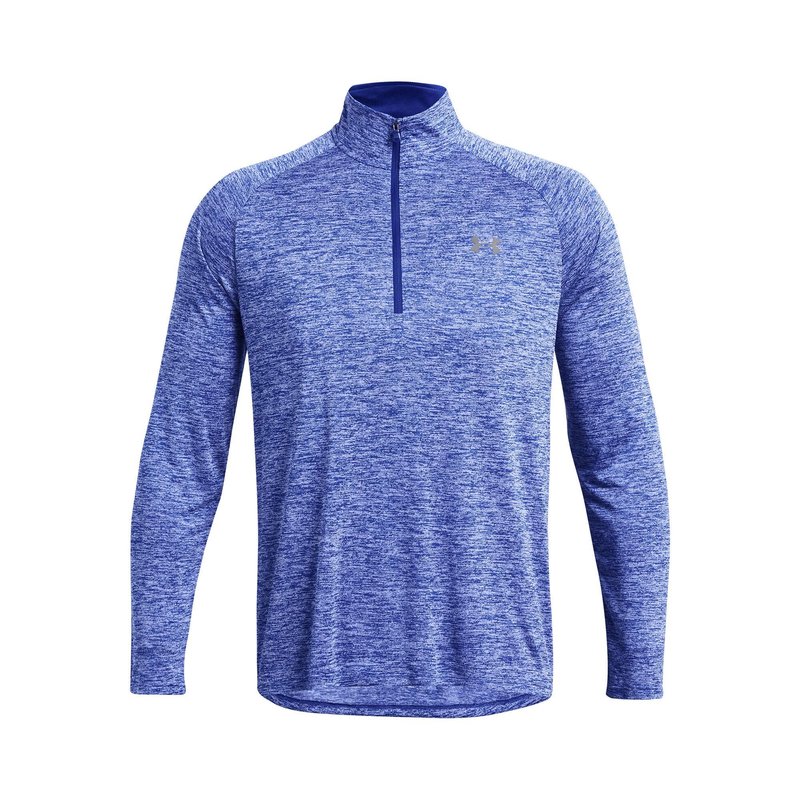 Under Armour Tech 2.0 1/2 Zip heren longsleeve shirt, royal white
