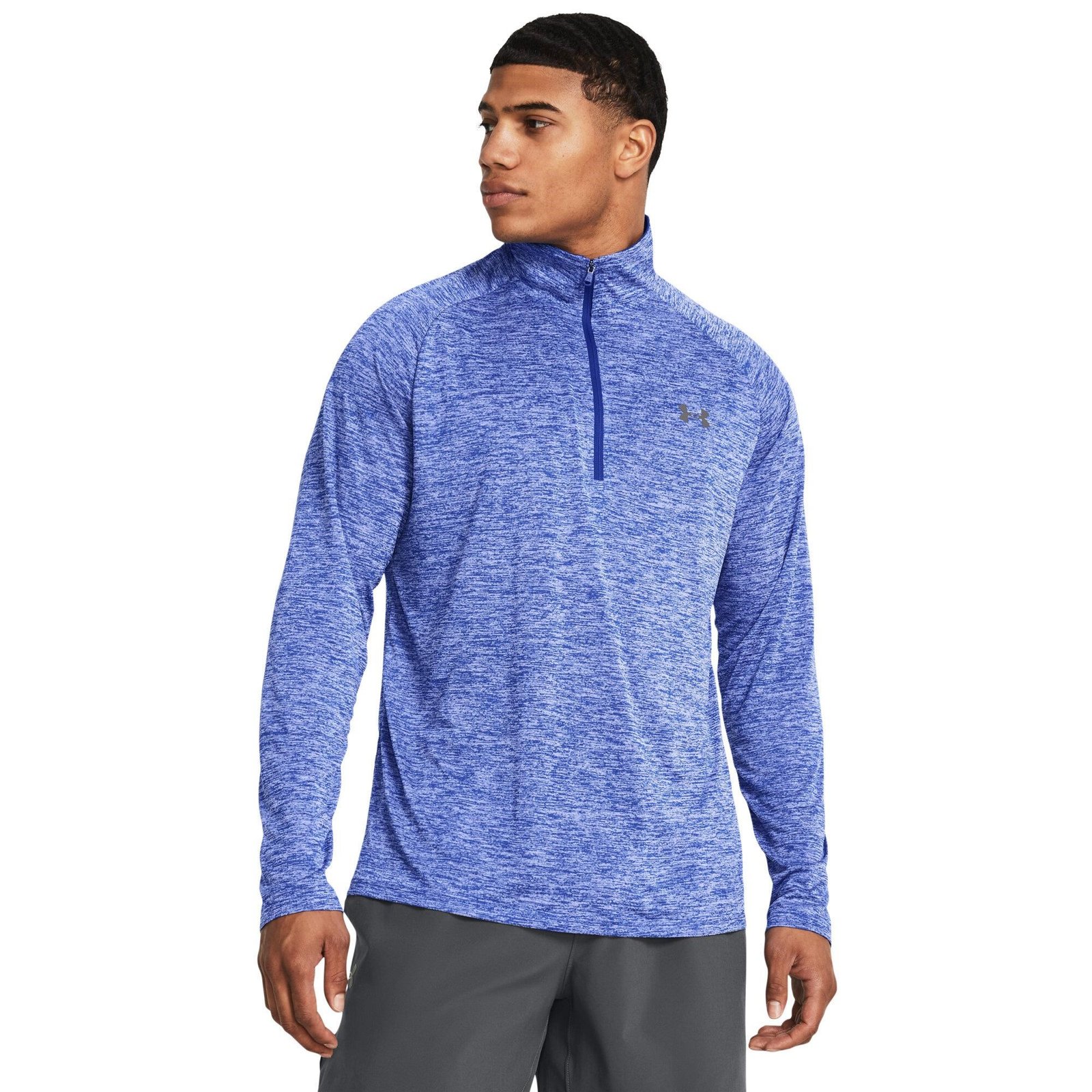 Under Armour Tech 2.0 1/2 Zip heren longsleeve shirt, royal white