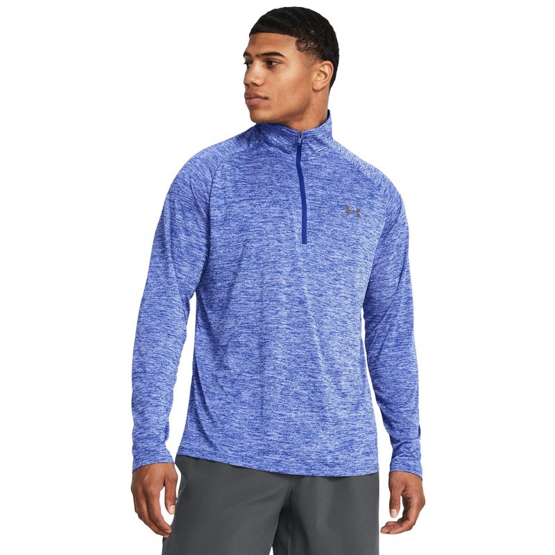 Under Armour Tech 2.0 1/2 Zip heren longsleeve shirt, royal white
