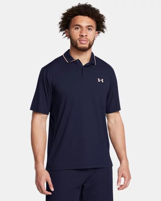 Under Armour Iso-Chill heren polo, midnight navy/flare orange