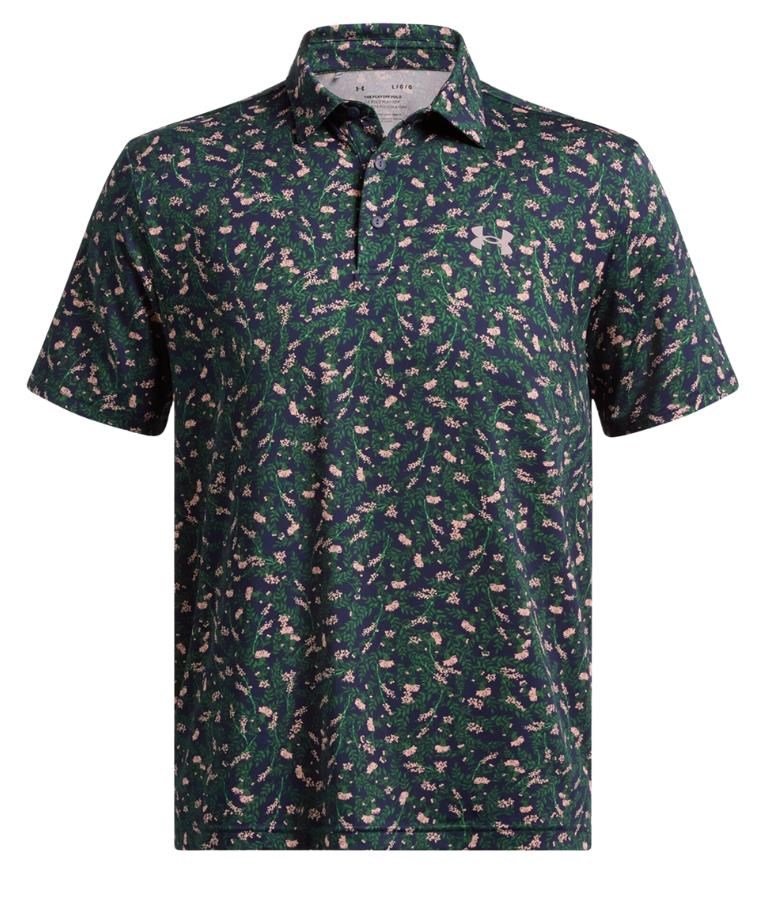 Under Armour Playoff 3.0 Printed heren polo, midnight navy/forest green/tetra gray