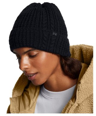 Under Armour Halftime Cable Knit dames beanie, zwart