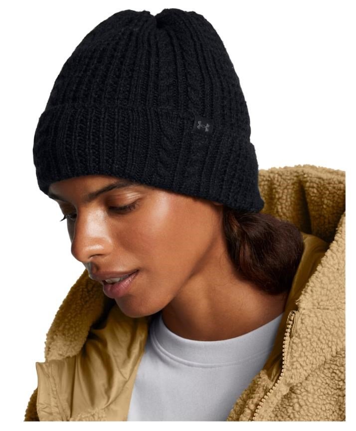 Under Armour Halftime Cable Knit dames beanie, zwart
