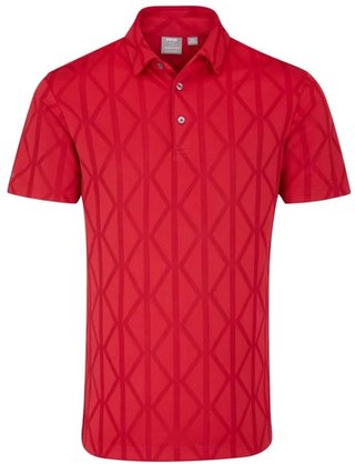 PING Lenny Jacquard heren polo, rich red