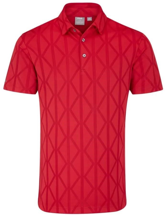 PING Lenny Jacquard heren polo, rich red