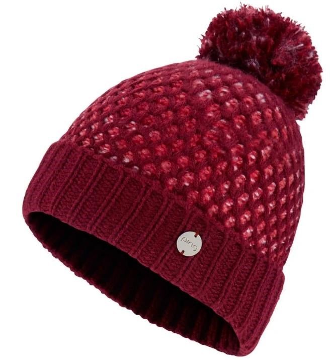 PING Oti Textured Knit Bobble dames wintermuts 2024, tibetan red multi