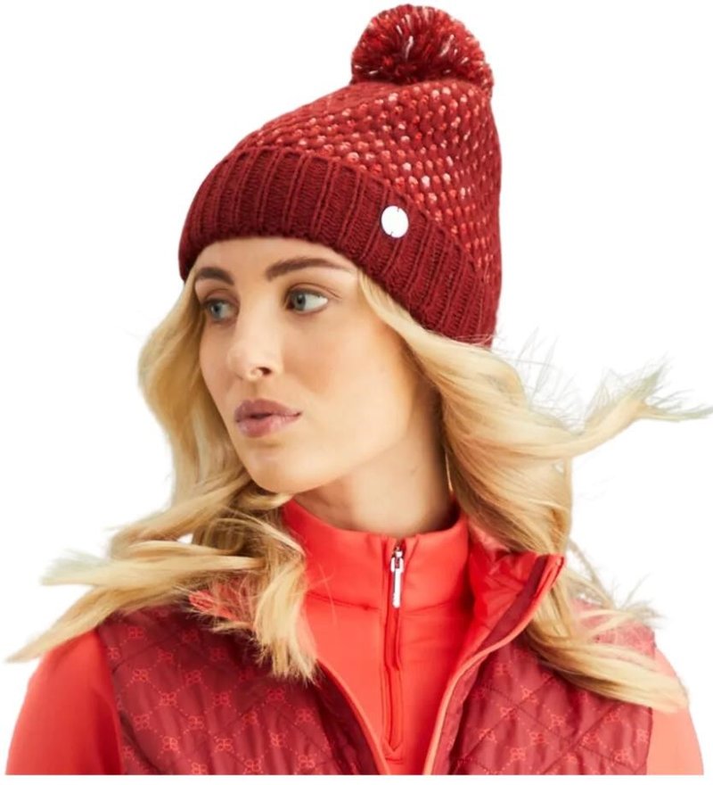 PING Oti Textured Knit Bobble dames wintermuts 2024, tibetan red multi