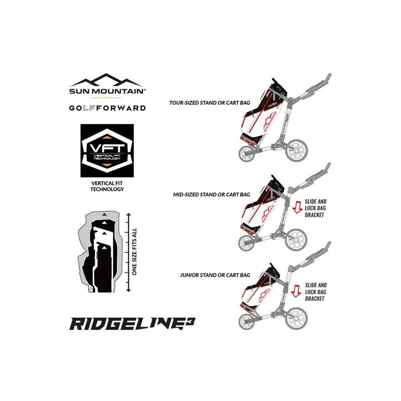 Sun Mountain Ridgeline 3 handmatige golftrolley, zwart