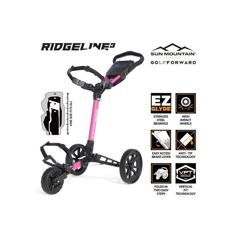 Sun Mountain Ridgeline 3 handmatige golftrolley, roze