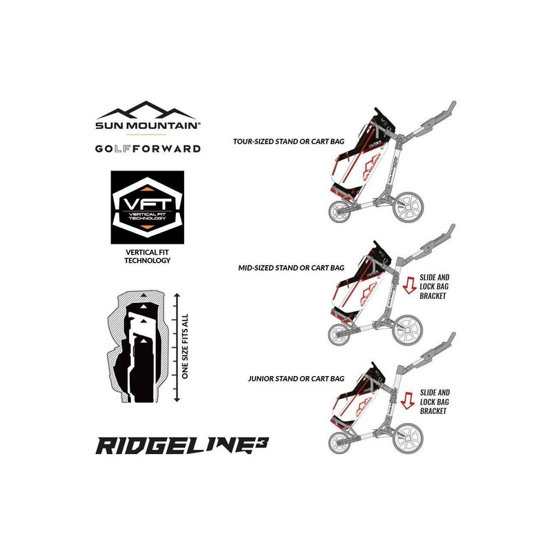 Sun Mountain Ridgeline 3 handmatige golftrolley, roze