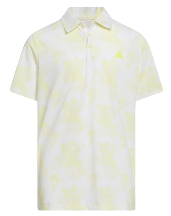 Adidas Printed Scripted junior polo, wit/poedergeel