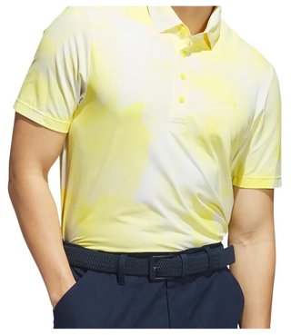 Adidas Ultimate365 Tour Printed heren polo, wit/poedergeel