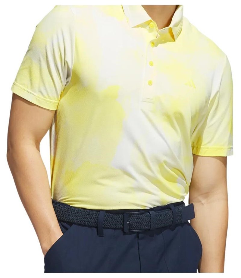 Adidas Ultimate365 Tour Printed heren polo, wit/poedergeel