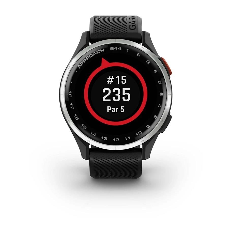 Garmin Approach S44 GPS-horloge, zwart/zilver aluminium