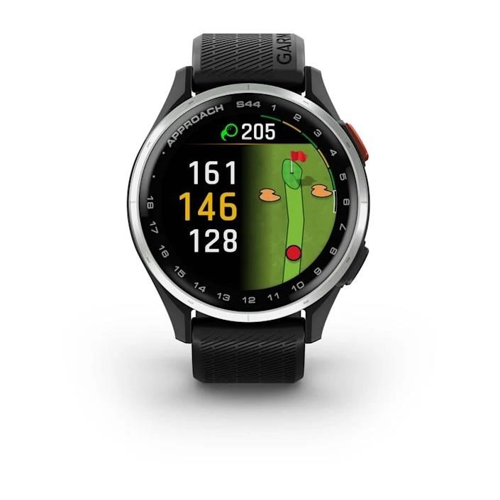 Garmin Approach S44 GPS-horloge, zwart/zilver aluminium