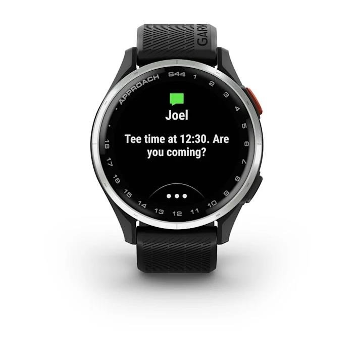 Garmin Approach S44 GPS-horloge, zwart/zilver aluminium