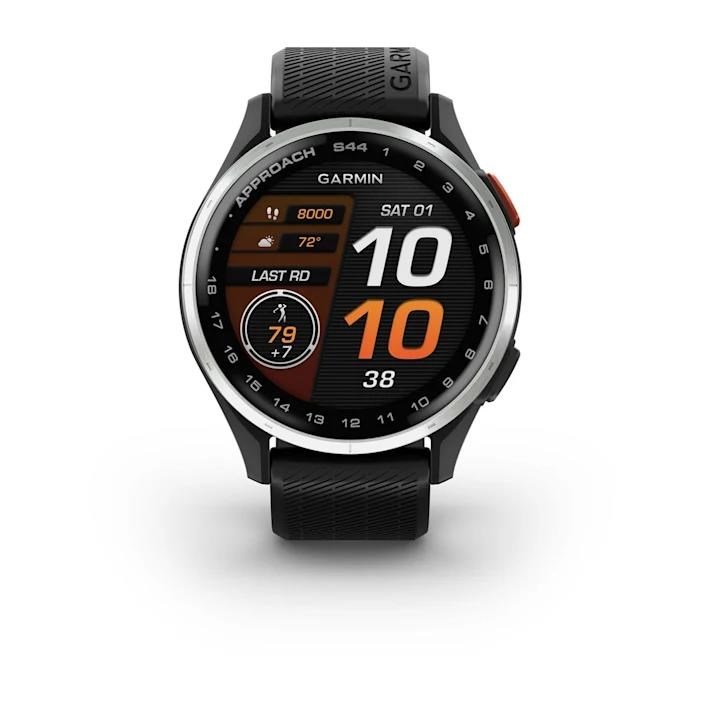 Garmin Approach S44 GPS-horloge, zwart/zilver aluminium