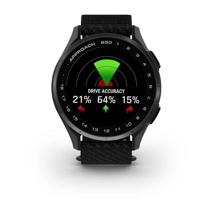 Garmin Approach S50 GPS-horloge, zwart nylon/zilver aluminium