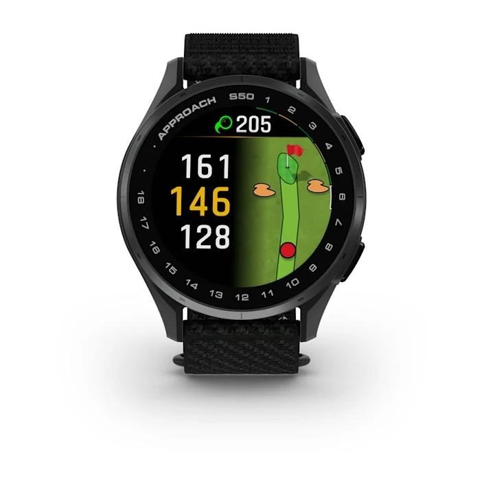 Garmin Approach S50 GPS-horloge, zwart nylon/zilver aluminium