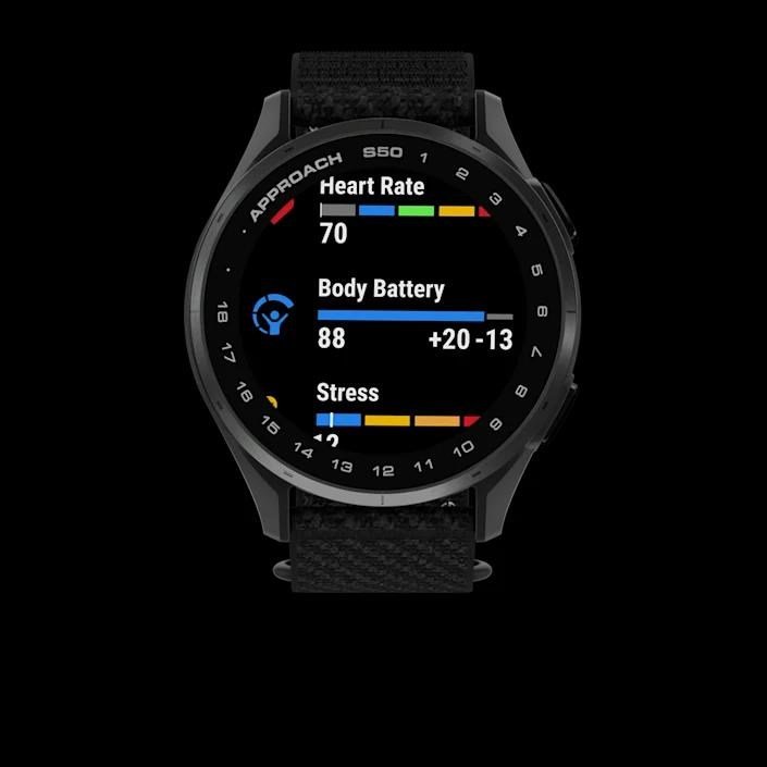 Garmin Approach S50 GPS-horloge, zwart nylon/zilver aluminium