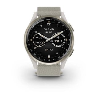 Garmin Approach S50 GPS-horloge, ivory nylon/crème goud aluminium