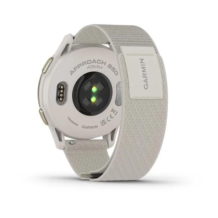 Garmin Approach S50 GPS-horloge, ivory nylon/crème goud aluminium