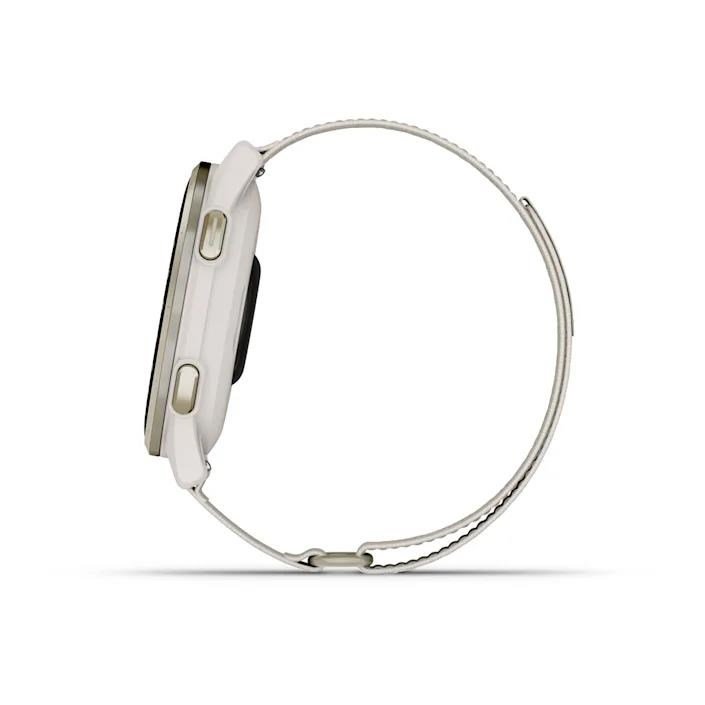 Garmin Approach S50 GPS-horloge, ivory nylon/crème goud aluminium
