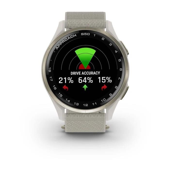 Garmin Approach S50 GPS-horloge, ivory nylon/crème goud aluminium