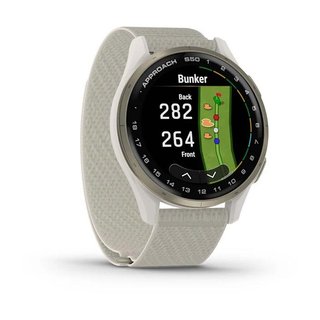 Garmin Approach S50 GPS-horloge, ivory nylon/crème goud aluminium