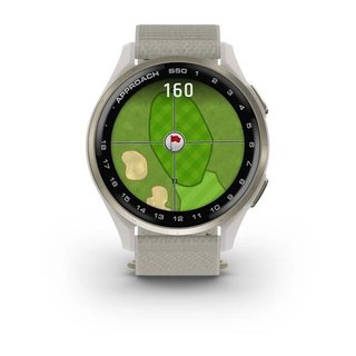 Garmin Approach S50 GPS-horloge, ivory nylon/crème goud aluminium
