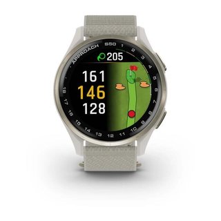 Garmin Approach S50 GPS-horloge, ivory nylon/crème goud aluminium