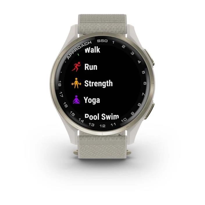 Garmin Approach S50 GPS-horloge, ivory nylon/crème goud aluminium
