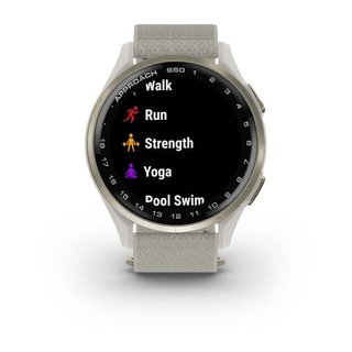 Garmin Approach S50 GPS-horloge, ivory nylon/crème goud aluminium