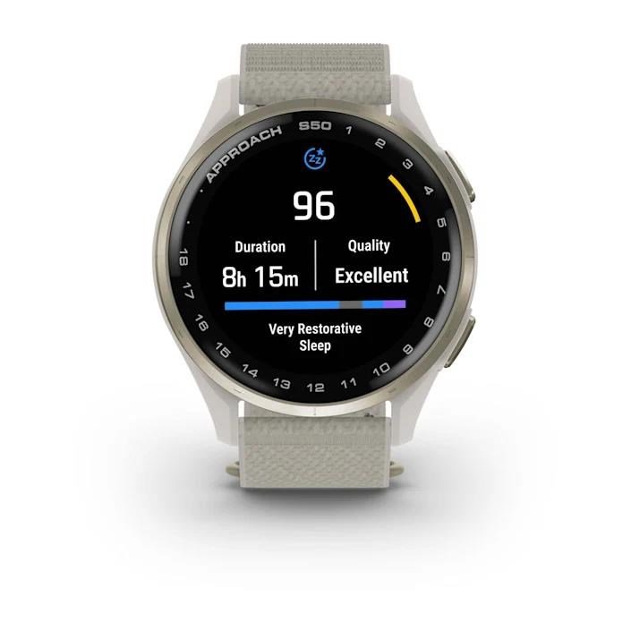 Garmin Approach S50 GPS-horloge, ivory nylon/crème goud aluminium