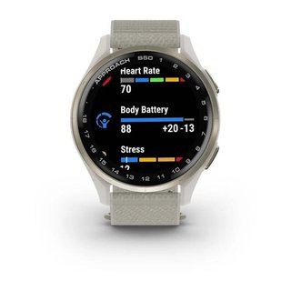Garmin Approach S50 GPS-horloge, ivory nylon/crème goud aluminium