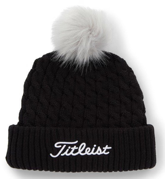 Titleist Cable Knit Pom Pom dames wintermuts, zwart