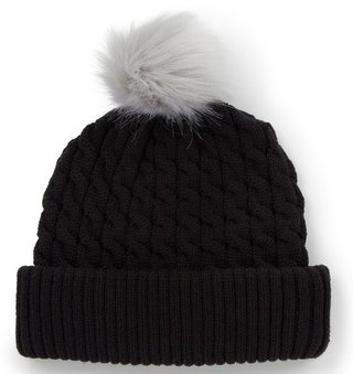 Titleist Cable Knit Pom Pom dames wintermuts, zwart