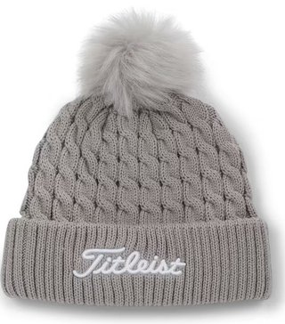 Titleist Cable Knit Pom Pom dames wintermuts, lichtgrijs