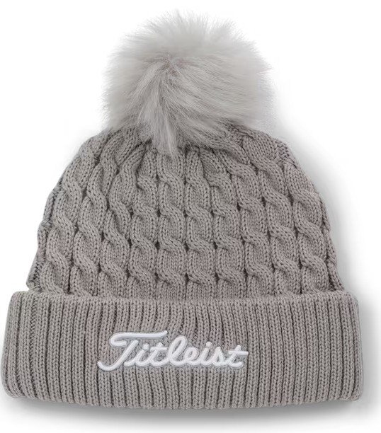 Titleist Cable Knit Pom Pom dames wintermuts, lichtgrijs