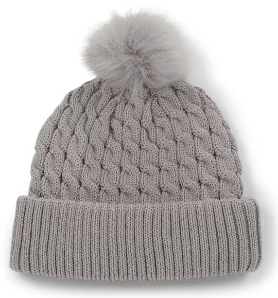 Titleist Cable Knit Pom Pom dames wintermuts, lichtgrijs