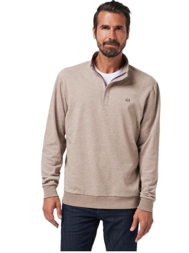 Travis Mathew CLOUD QUARTER ZIP 2.0 heren fleece hoodie, portabella