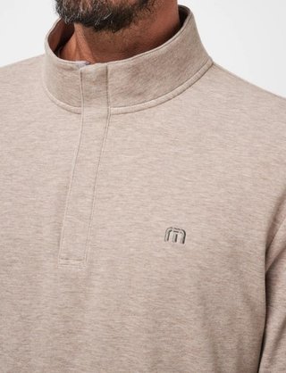 Travis Mathew CLOUD QUARTER ZIP 2.0 heren fleece hoodie, portabella