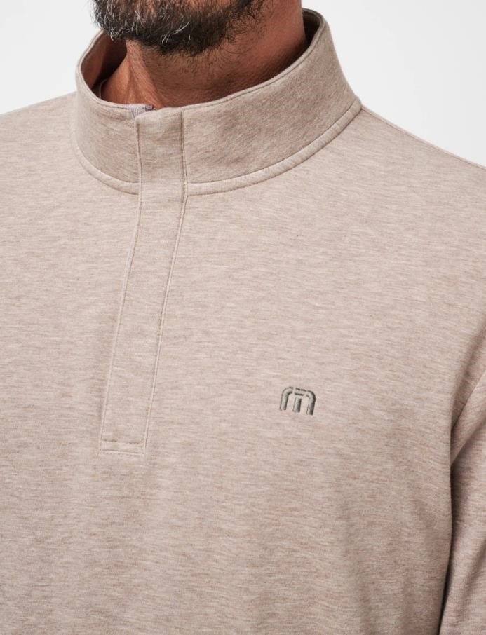Travis Mathew CLOUD QUARTER ZIP 2.0 heren fleece hoodie, portabella