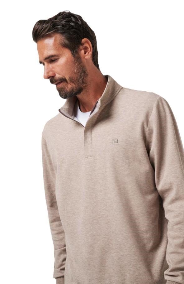 Travis Mathew CLOUD QUARTER ZIP 2.0 heren fleece hoodie, portabella